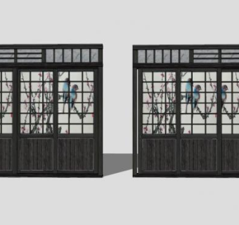 日式移门推门SU模型下载_sketchup草图大师SKP模型