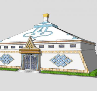 蒙古包公共卫生间SU模型下载_sketchup草图大师SKP模型