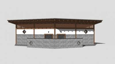 现代公园公共卫生间SU模型下载_sketchup草图大师SKP模型