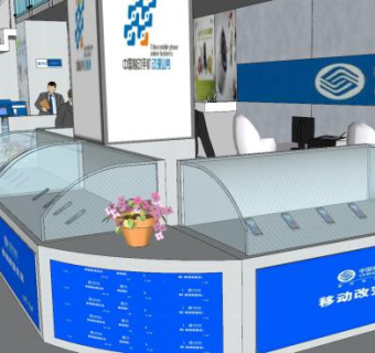 移动营业厅设计图手机产品展柜SU模型下载_sketchup草图大师SKP模型