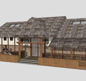 中式公共卫生间公厕SU模型下载_sketchup草图大师SKP模型