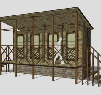 现代公园公共厕所SKP模型下载_sketchup草图大师SKP模型