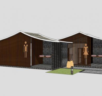 现代公共卫生间公厕sketchup模型下载_sketchup草图大师SKP模型