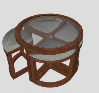 简约圆形咖啡桌SU模型下载_sketchup草图大师SKP模型