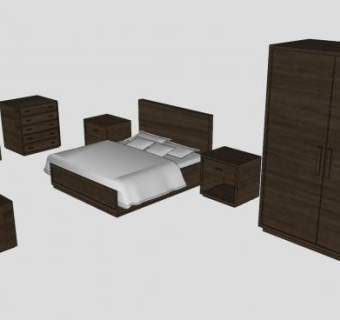 简欧风格卧室整体家具SU模型下载_sketchup草图大师SKP模型