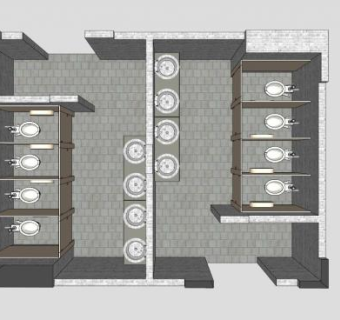 男女公共卫生间SU模型下载_sketchup草图大师SKP模型