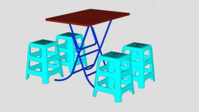 折叠桌子饭桌餐桌SU模型下载_sketchup草图大师SKP模型