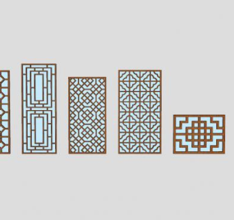 中式木制窗花窗口SU模型下载_sketchup草图大师SKP模型