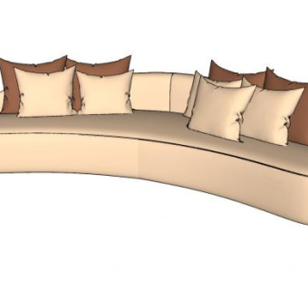 现代弧形沙发家具SU模型下载_sketchup草图大师SKP模型