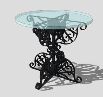 玻璃铁艺小圆桌SU模型下载_sketchup草图大师SKP模型