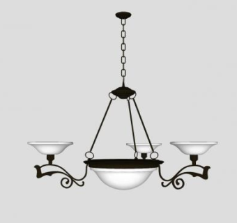 欧式铁链铁艺吊灯SU模型下载_sketchup草图大师SKP模型