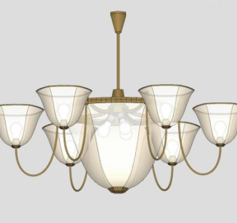 现代欧式客厅吊灯SU模型下载_sketchup草图大师SKP模型