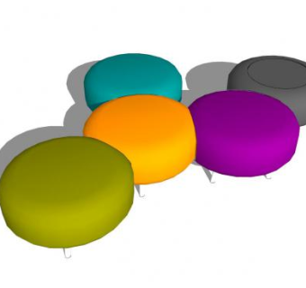 多色圆凳SU模型下载_sketchup草图大师SKP模型