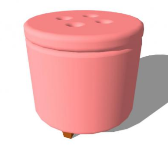 粉色圆凳圆形坐凳SU模型下载_sketchup草图大师SKP模型