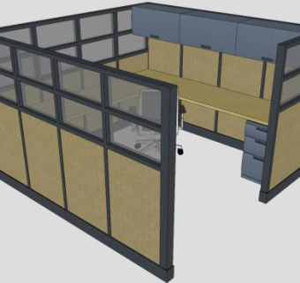 简易书房屏风旋转椅SU模型下载_sketchup草图大师SKP模型