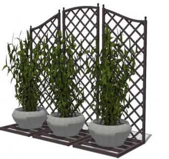不锈钢屏风花架和盆栽SU模型下载_sketchup草图大师SKP模型