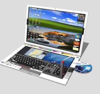 打开的白色款笔记本电脑SU模型下载_sketchup草图大师SKP模型