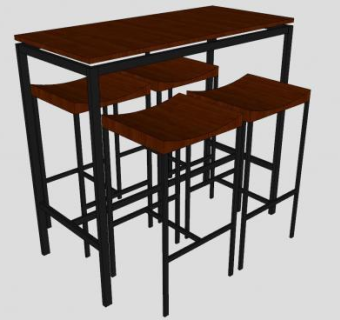高脚桌高脚椅SU模型下载_sketchup草图大师SKP模型
