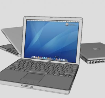 打开的苹果笔记本电脑SU模型下载_sketchup草图大师SKP模型