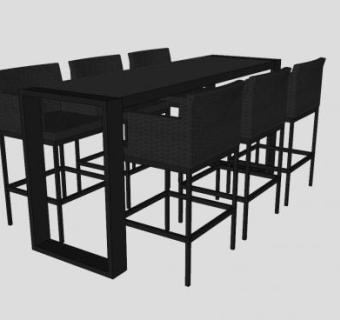 现代高脚桌椅SU模型下载_sketchup草图大师SKP模型