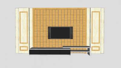 现代欧简电视墙电视背景墙SU模型下载_sketchup草图大师SKP模型