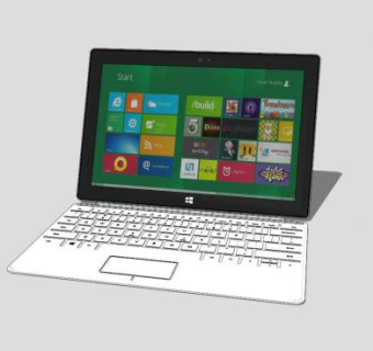 微软白色款笔记本电脑SU模型下载_sketchup草图大师SKP模型