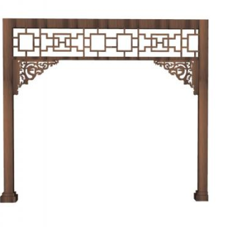 中式隔断室内雕花拱门SU模型下载_sketchup草图大师SKP模型