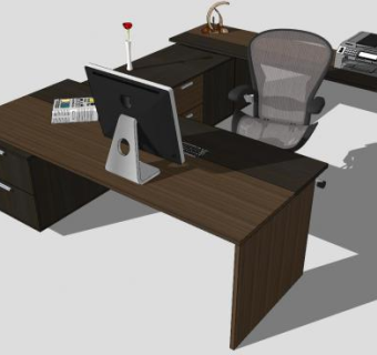 大班台办公桌sketchup模型下载_sketchup草图大师SKP模型