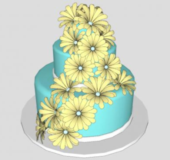 三层奶油蛋糕SU模型下载_sketchup草图大师SKP模型