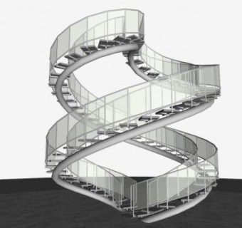 室内双旋转扶手梯楼梯SU模型下载_sketchup草图大师SKP模型