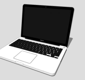 苹果MacBook Pro白色款笔记本电脑SU模型下载_sketchup草图大师SKP模型