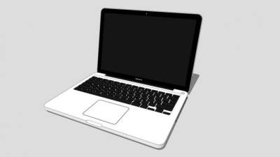 苹果MacBook Pro白色款笔记本电脑SU模型下载_sketchup草图大师SKP模型