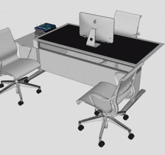 电脑桌办公桌椅SU模型下载_sketchup草图大师SKP模型