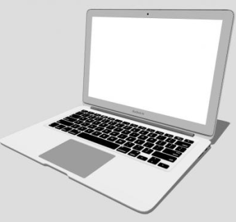 苹果MacBook Air白色笔记本电脑SU模型下载_sketchup草图大师SKP模型
