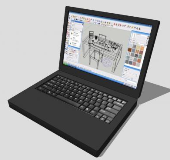 黑色笔记本电脑手提电脑SU模型下载_sketchup草图大师SKP模型