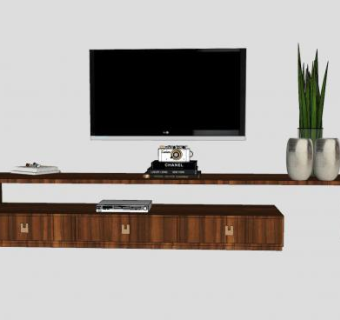 木制地柜式电视柜SU模型下载_sketchup草图大师SKP模型