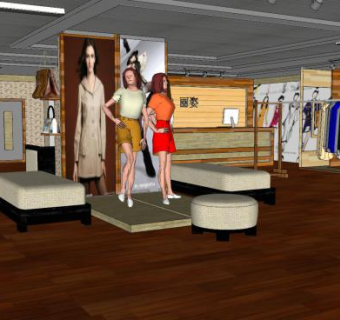 服装店设计模型湖南阿涛原创SU模型下载_sketchup草图大师SKP模型