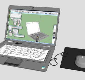 灰色款笔记本电脑SU模型下载_sketchup草图大师SKP模型