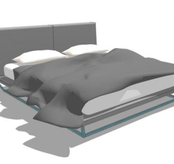 现代简约双人床床铺SU模型下载_sketchup草图大师SKP模型