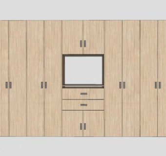 现代木制组合柜衣柜SU模型下载_sketchup草图大师SKP模型
