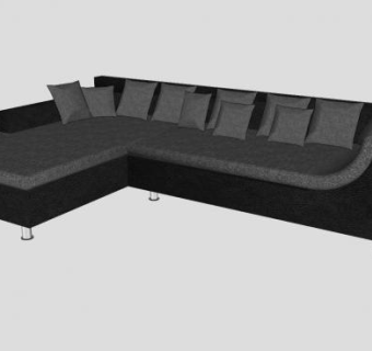 帆布布艺转角沙发SU模型下载_sketchup草图大师SKP模型