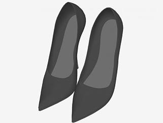 女生的黑色高跟鞋SU模型下载_sketchup草图大师SKP模型