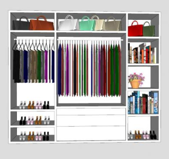 开放式衣柜衣物SU模型下载_sketchup草图大师SKP模型