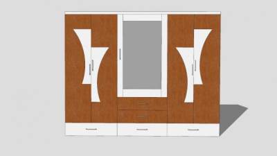 带抽屉的衣柜柜子SU模型下载_sketchup草图大师SKP模型