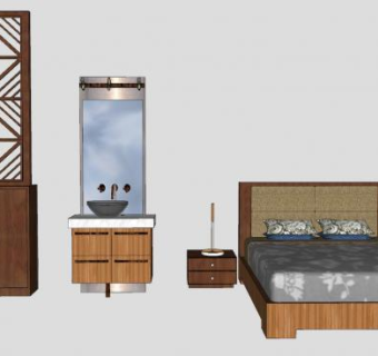 新中式风格家具SU模型下载_sketchup草图大师SKP模型