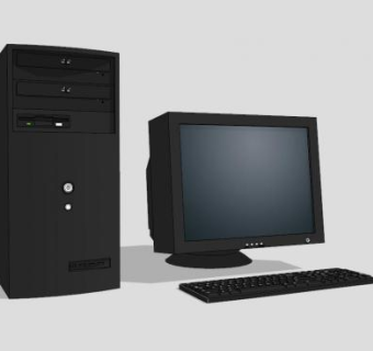 黑色老式电脑SU模型下载_sketchup草图大师SKP模型