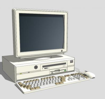 白色老式电脑SU模型下载_sketchup草图大师SKP模型