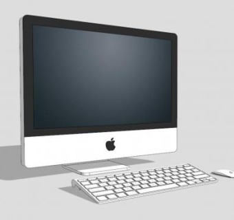 白色款老式电脑SU模型下载_sketchup草图大师SKP模型