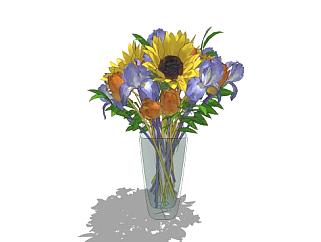 漂亮的植物花瓶摆件SU模型下载_sketchup草图大师SKP模型