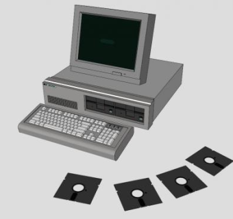 老式计算机电脑SU模型下载_sketchup草图大师SKP模型